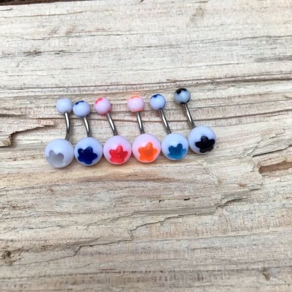 6 Multi-Color Belly Button Ring - Picture 1 of 2